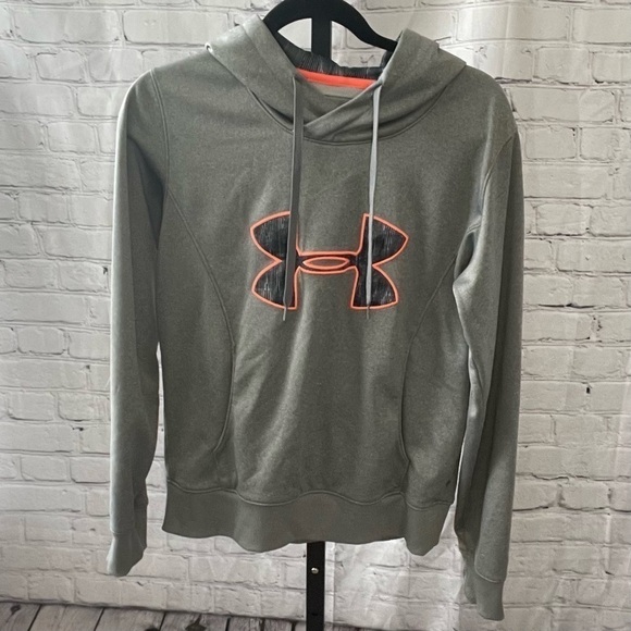 Under Armour Cold Gear Grey Logo Hoodie Size Medium - Picture 1 of 3